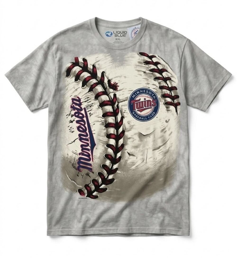 Vintage Minnesota Twins Men's Liquid Blue MLB Baseball Graphic T-Shirt - (XXL)